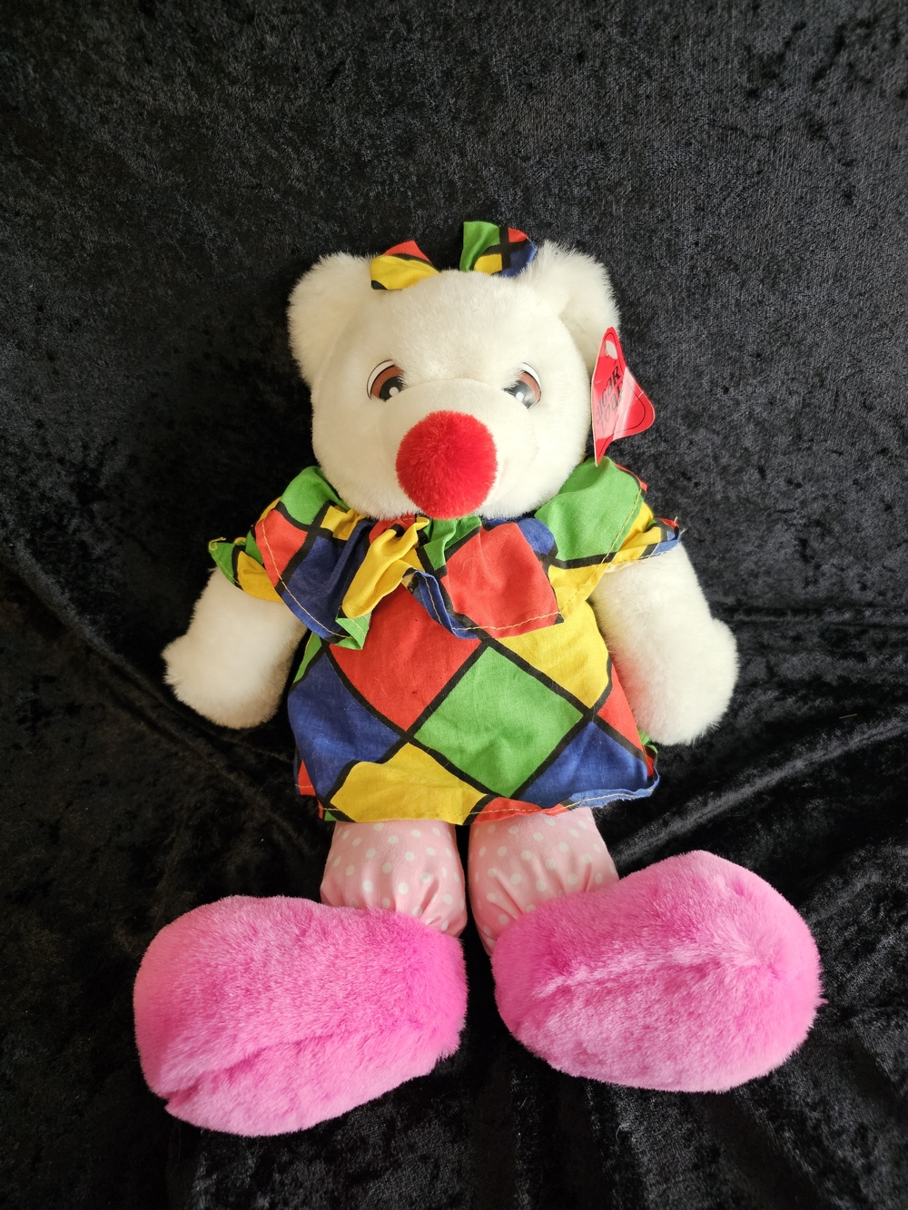 VTG 1994 Sugar Loaf Clown Teddy Bear Plush White 14" Harlequin Outfit w/ Tags